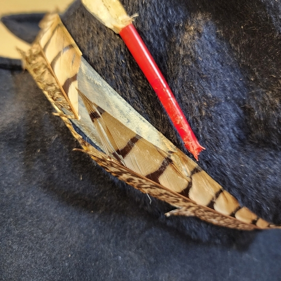 Adolfo Realites Paris Chic Navy Blue Boody  Hat with Feather main image 4